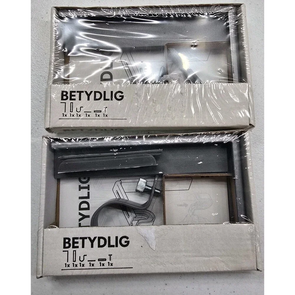 2 Pack IKEA Gray BETYDLIG Curtain Rod Wall Mount Ceiling Hanging Bracket